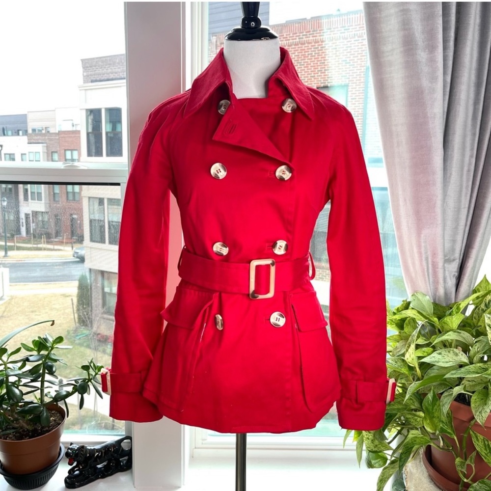 United Colors of Benetton red double breasted trench coat